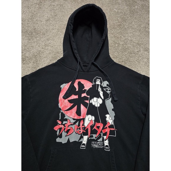 RARE VTG Naruto x Hoodie Mens L Itachi Uchiha Akatsuki Cloak Japan Exclusive Y2K - Picture 3 of 16